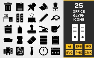 25 Office GLYPH PACK Icon Set
