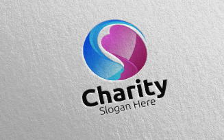 3D Charity Hand Love 86 Logo Template