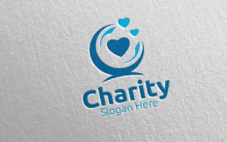 Letter C Charity Hand Love 81 Logo Template