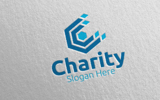 Letter C Charity Hand Love 83 Logo Template