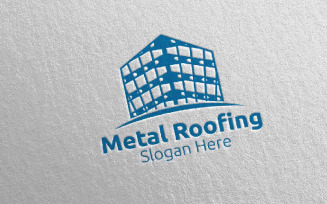 Real Estate Metal Roofing 13 Logo Template