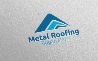 Real Estate Metal Roofing 2 Logo Template
