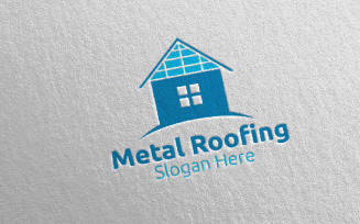 Real Estate Metal Roofing 5 Logo Template