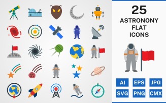 25 Astronomy FLAT PACK Icon Set