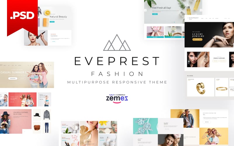 "Eveprest Multipurpose Fashion Website" - адаптивний PSD шаблон №115419