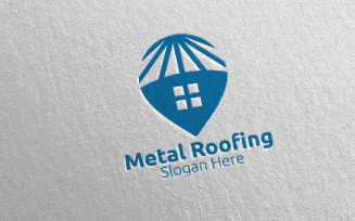 Pin Real Estate Metal Roofing 24 Logo Template