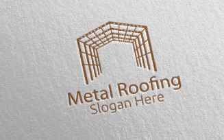 Real Estate Metal Roofing 14 Logo Template
