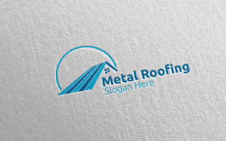 Real Estate Metal Roofing 17 Logo Template