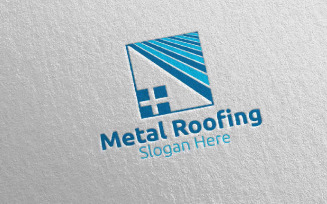 Real Estate Metal Roofing 19 Logo Template