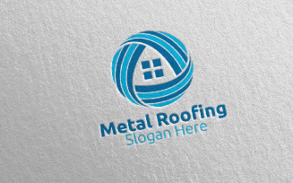 Real Estate Metal Roofing 21 Logo Template