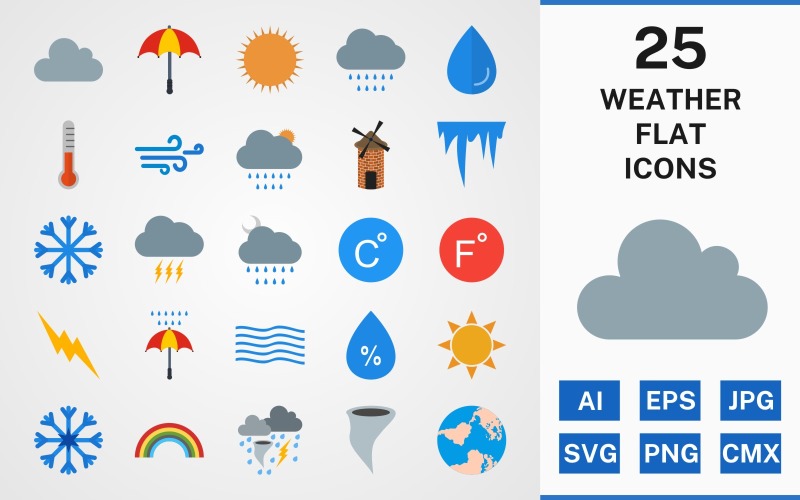 25 Weather FLAT PACK Icon Set