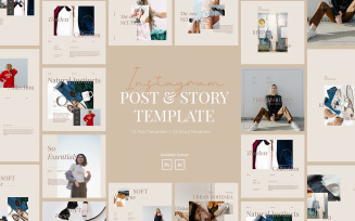 Beauty Fashion Instagram Post & Story Template for Social Media