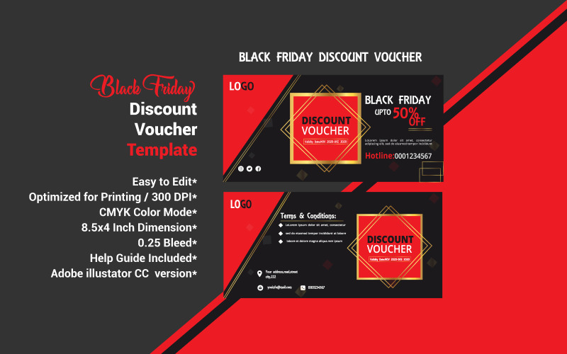 Black Friday Discount Voucher - Vector Image Vector Graphic