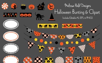 Halloween Bunting and Clipart Graphics Pattern