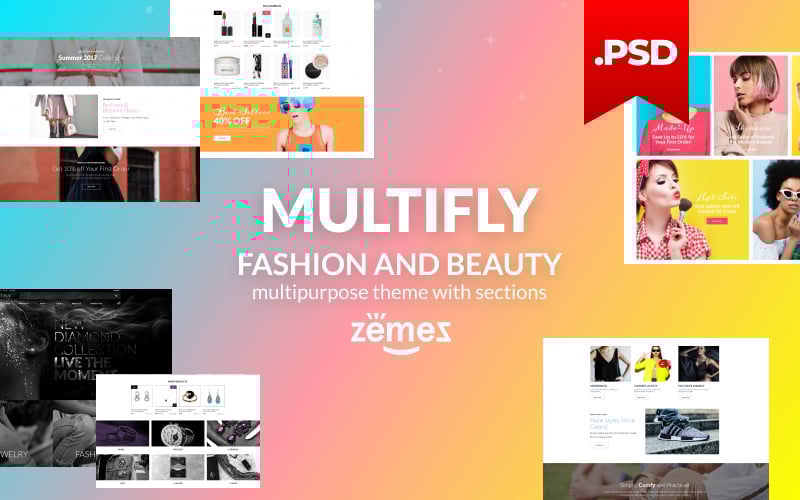 Modello PSD Responsive #115559 "Multifly - Multipurpose Fashion and Beauty Online Store"