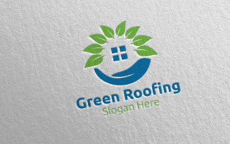 Real estate Green Roofing 33 Logo Template