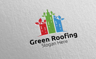 Real estate Green Roofing 35 Logo Template