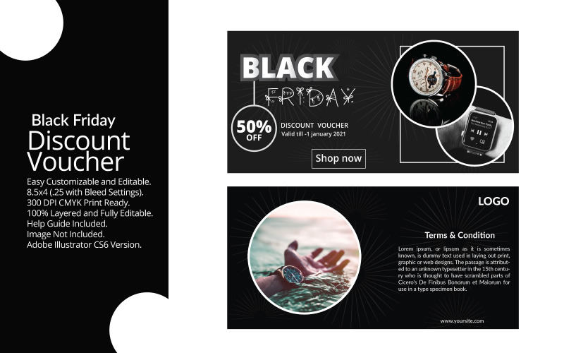 Black Friday Discount Voucher Template - Vector Image Vector Graphic