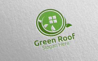 Real estate Green Roofing 42 Logo Template