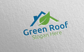 Real estate Green Roofing 44 Logo Template