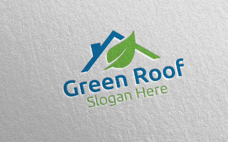 Real estate Green Roofing 44 Logo Template