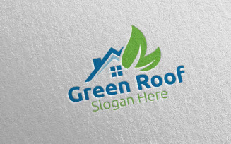 Real estate Green Roofing 48 Logo Template