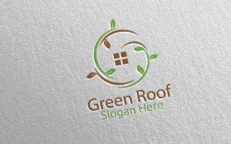 Real estate Green Roofing 49 Logo Template