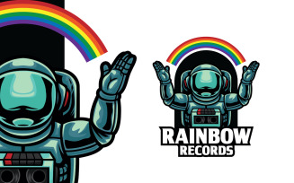 Astronaut Rainbow Record Music Logo Template