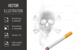 Cigarette and Skull shaped smoke - Vector Image