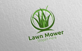 Lawn Mower Gardener Mowing 8 Logo Template