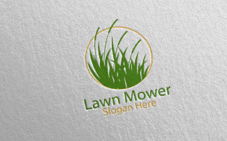 Lawn Mower Gardener Mowing 9 Logo Template