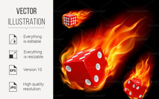 Dice in fire - Vector Image