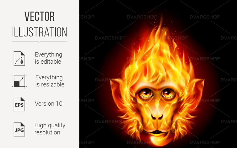 Redhead Fire Monkey - Vector Image Vector Graphic