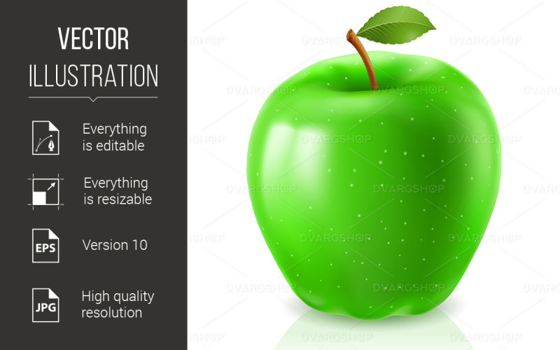 Ripe green apple - Vector Image Vector Graphic