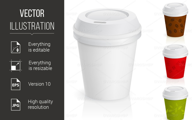 Set of takeaway coffee cups - Vector Image Vector Graphic