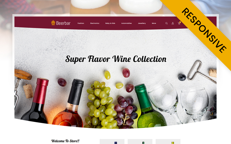 Tema PrestaShop Responsive #115956 "Beerbar - Wine Store"