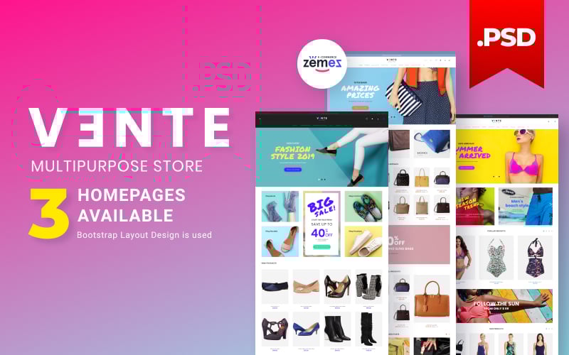"Vente - Apparel Multistore Design" modèle PSD adaptatif #115963