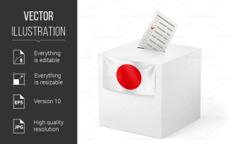 Ballot Box with Voicing Paper Japan - Vector Image
