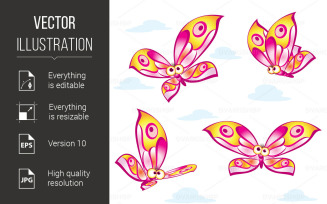 Cartoon Colorful Butterflies - Vector Image