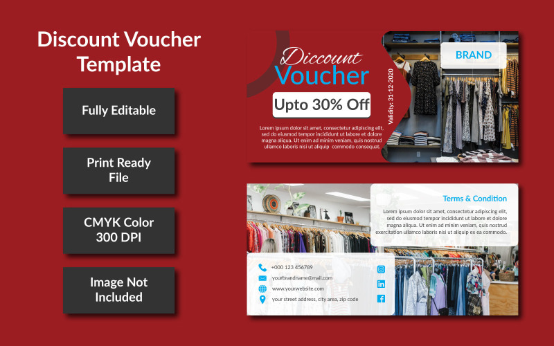 Fashion/Clothing Store Discount Voucher Template - Vector Image Vector Graphic