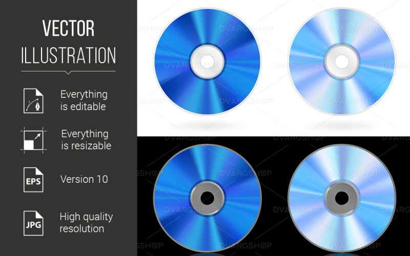 Four Realistic CD and DVD - Vector Image Vector Graphic