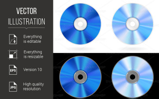 Four Realistic CD and DVD - Vector Image