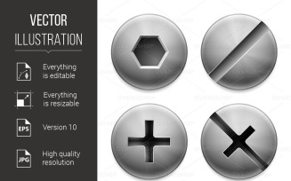 Four Types of Bolts - Vector Image