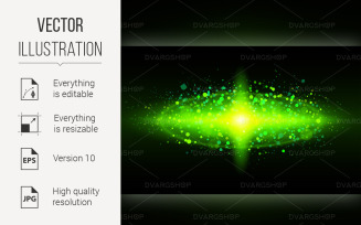 Bright Green Illustration of Galaxy for Design - Vector Image