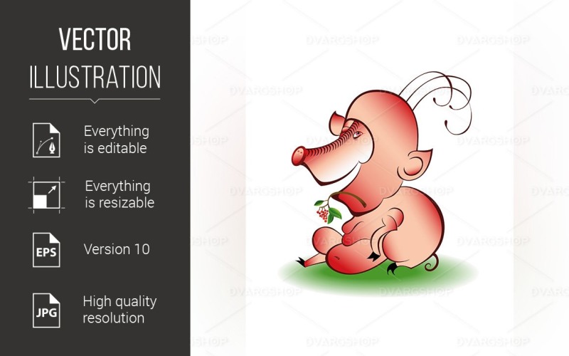 Cartoon Pig - Vector Image Vector Graphic