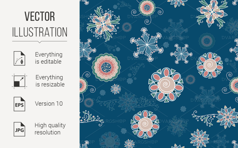 Christmas Background of Abstract Snowflakes - Vector Image Vector Graphic