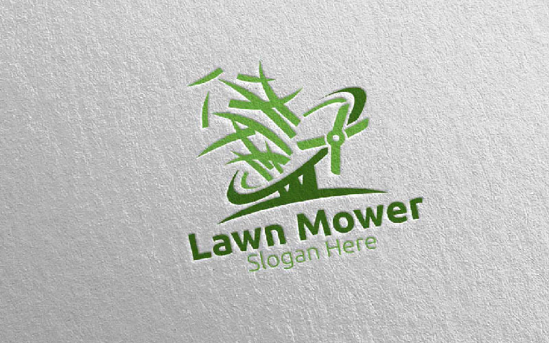 Cut Lawn Mower Gardener Mowing 24 Logo Template