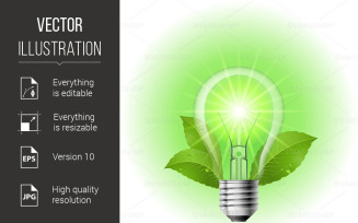 Energy Saving Lamp Illustration on White Background for Design - Vector Image