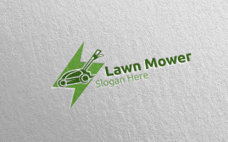 Fast Lawn Mower Gardener Mowing 16 Logo Template