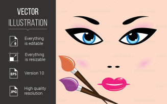 Girl Face and Cosmetic Beautiful Woman Portrait - Vector Image